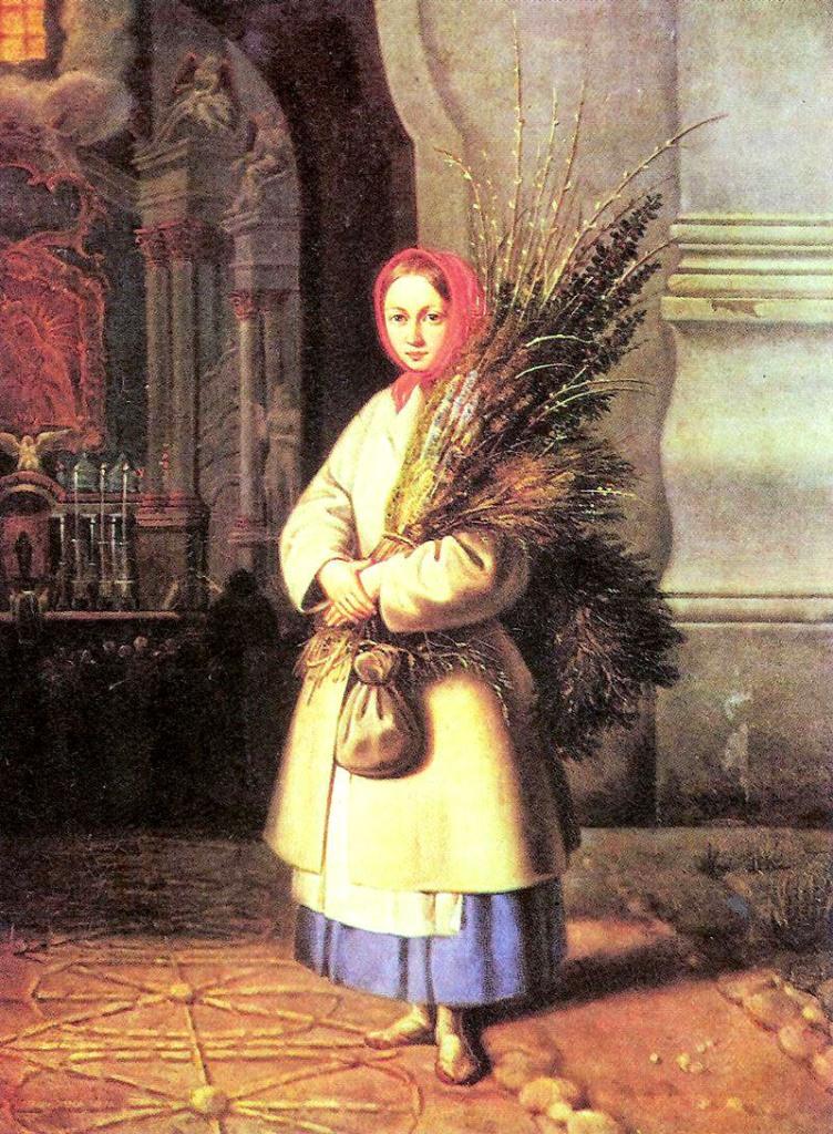  ÐÐ°Ð½ÑÑ Ð&nbsp;ÑÑÐµÑÐºÑ. Â«ÐÑÑÐ¾ÑÐºÐ° Ð· Ð²ÐµÑÐ±Ð°Ð¼ÑÂ» (1847). ÐÐ°Ð²Ð¾Ð´Ð»Ðµ Ð½ÐµÐºÐ°ÑÐ¾ÑÑÑ Ð¼ÐµÑÐºÐ°Ð²Ð°Ð½Ð½ÑÑ â Ð±ÐµÐ»Ð°ÑÑÑÐºÐ° Ñ Ð½Ð°ÑÑÑÐ½Ð°Ð»ÑÐ½ÑÐ¼ ÑÑÑÐ¾Ñ Ð· âÐ¿Ð°Ð»ÑÐ¼Ð°Ð¼Ñ Ð²ÑÐ»ÐµÐ½ÑÐºÑÐ¼Ñâ Ð½Ð° ÑÐ¾Ð½Ðµ Ð²ÑÐ»ÐµÐ½ÑÐºÐ°Ð³Ð° ÐºÐ°ÑÑÑÐ»Ð° ÑÐ². ÐÑÑÐ°Ð»Ð°