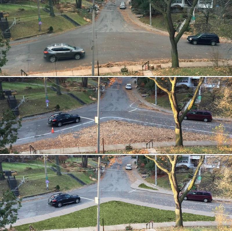 ÐÐµÑÐµÐºÑÑÑÑÐ¾Ðº Regal Road Ð¸ Springmount Avenue Ð² Ð¢Ð¾ÑÐ¾Ð½ÑÐ¾, ÐÐ°Ð½Ð°Ð´Ð°. ÐÐ¾ ÑÐ»Ð¾Ð²Ð°Ð¼ Ð¼ÐµÑÑÐ½ÑÑ Ð¶Ð¸ÑÐµÐ»ÐµÐ¹, ÑÑÐ¾Ð¹ ÑÐ»Ð¸ÑÐµÐ¹ ÑÐ°ÑÑÐ¾ Ð¿Ð¾Ð»ÑÐ·ÑÑÑÑÑ, ÑÑÐ¾Ð±Ñ Ð¾Ð±ÑÐµÑÐ°ÑÑ ÑÐ¾ÑÐµÐ´Ð½Ð¸Ðµ, Ð±Ð¾Ð»ÐµÐµ Ð·Ð°Ð³ÑÑÐ¶ÐµÐ½Ð½ÑÐµ Ð¸Ð»Ð¸ ÑÐ·ÐºÐ¸Ðµ. ÐÑÐ¸ ÑÐ°ÐºÐ¾Ð¹ Ð¾ÑÐ³Ð°Ð½Ð¸Ð·Ð°ÑÐ¸Ð¸ Ð´Ð²Ð¸Ð¶ÐµÐ½Ð¸Ðµ Ð·Ð°Ð¼ÐµÐ´Ð»ÑÐµÑÑÑ, Ð° Ð¿ÐµÑÐµÐºÑÑÑÑÐ¾Ðº ÑÑÐ°Ð½Ð¾Ð²Ð¸ÑÑÑ Ð±ÐµÐ·Ð¾Ð¿Ð°ÑÐ½ÐµÐµ. Ð¤Ð¾ÑÐ¾ â Dave Meslins