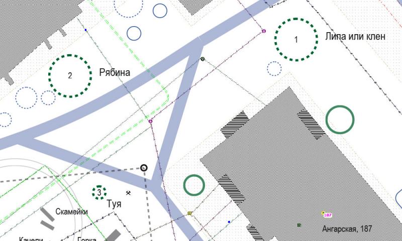 ÐÐ¾Ð¼ÐµÑÐ°Ð¼Ð¸ 1, 2 Ð¸ 3 Ð¾ÑÐ¼ÐµÑÐµÐ½Ñ Ð¼ÐµÑÑÐ° Ð¿Ð¾ÑÐ°Ð´Ð¾Ðº, ÐºÐ¾ÑÐ¾ÑÑÐµ ÑÐ´Ð°Ð»Ð¾ÑÑ ÑÐ¾Ð³Ð»Ð°ÑÐ¾Ð²Ð°ÑÑ ÑÐ¾ Ð²ÑÐµÐ¼Ð¸ Ð¸Ð½ÑÑÐ°Ð½ÑÐ¸ÑÐ¼Ð¸. ÐÑÐ½ÐºÑÐ¸ÑÐ½ÑÐ¼Ð¸ Ð¾ÐºÑÑÐ¶Ð½Ð¾ÑÑÑÐ¼Ð¸ Ð¾ÑÐ¼ÐµÑÐµÐ½Ñ Ð¿Ð»Ð°Ð½Ð¸ÑÐ¾Ð²Ð°Ð²ÑÐ¸ÐµÑÑ ÑÐ°ÑÑÐµÐ½Ð¸Ñ, ÑÐ¿Ð»Ð¾ÑÐ½ÑÐ¼Ð¸ â ÑÑÑÐµÑÑÐ²ÑÑÑÐ¸Ðµ. ÐÐµÐ»ÐµÐ½ÑÐ¼ â Ð´ÐµÑÐµÐ²ÑÑ, ÑÐ¸Ð½Ð¸Ð¼ â ÐºÑÑÑÐ°ÑÐ½Ð¸ÐºÐ¸.